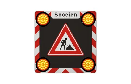 ACTIESCHERM VAST MET 4 LEDLAMPEN 12V 60X60 CM + TEKST: SNOEIEN