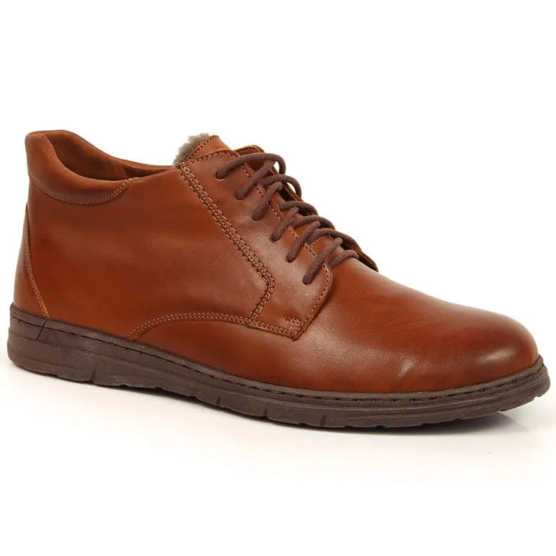 Comfortabele leren herenschoenen, bruin Łukbut 1816