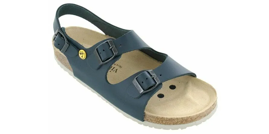 ESDSANDALEN VOL RUNDLEDER/WIELRIEM, BLAUWWIT, 47