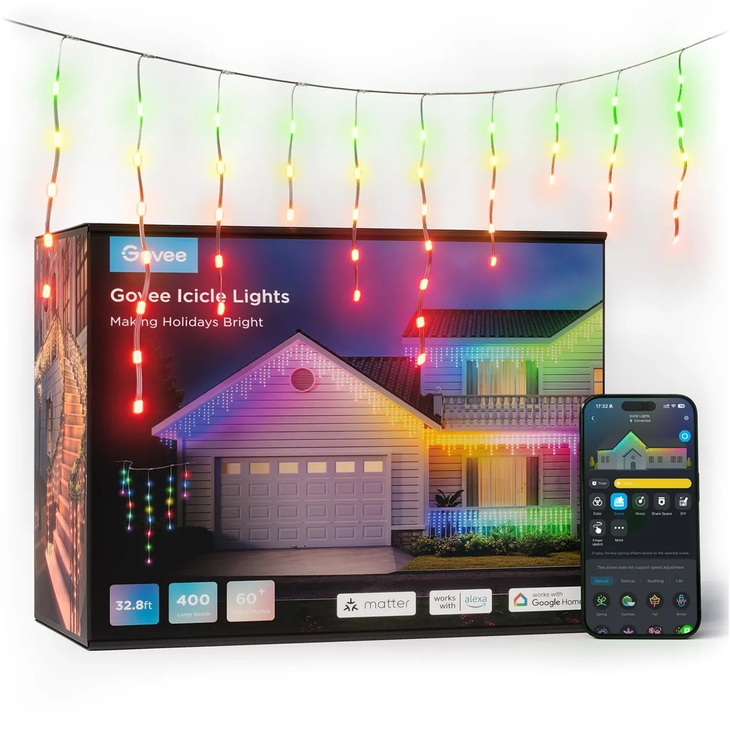 Govee Icicle Ligths verlichting (10 meter, 2,4GHz wifi, Bluetooth)