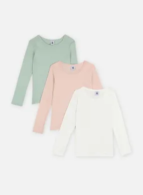      Petit Bateau 3 Tee Shirts ML A0BOB00 - Multicolor   