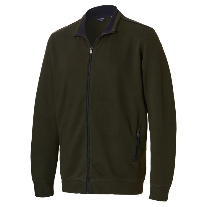 Pre End fijn gebreide katoenen vest met rits Groen