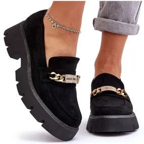 PS1 Klassieke Suede Loafers Op Chunky Plateau Zwart Catch Me!