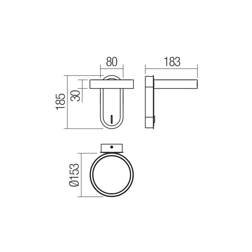 REDO 013764  LED WAND VERLICHTING KEEN LED/6W/230V CRI 90 ZWART