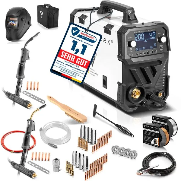 STAHLWERK MIG MAG 200 Spot Pulse Pro Digitaal volledig uitgerust gasbeschermd lasapparaat | IGBT inverter met 200 A, synergische