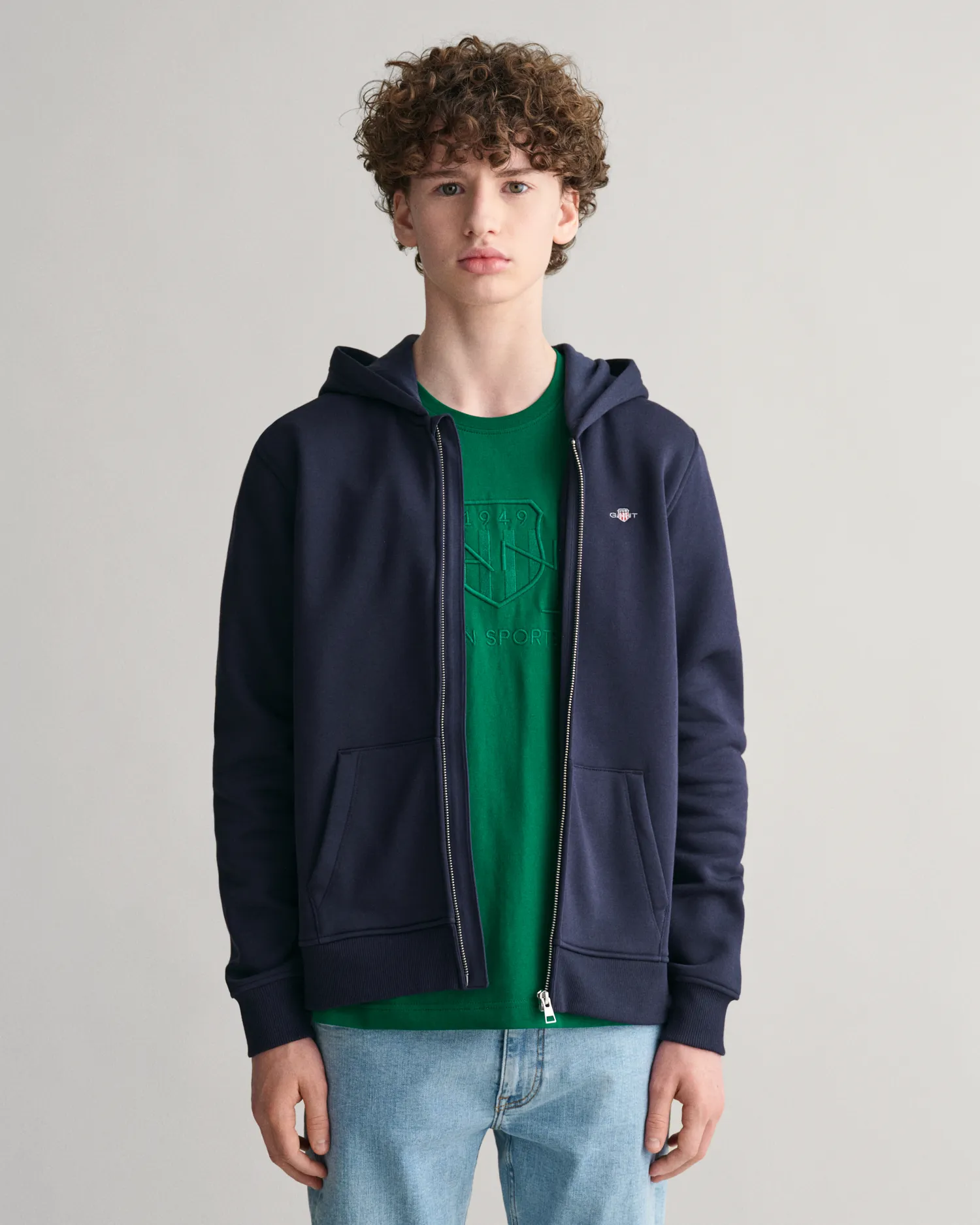 Teens Shield hoodie met ritssluiting