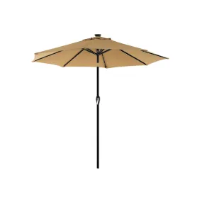 Tuinparasol Met Led-Verlichting Op Zonne-Energie, Paraplu Ø 2,7 M, Upf50+ Bescherming, Kantelbaar, Slinger Om Te Openen/Sluiten,
